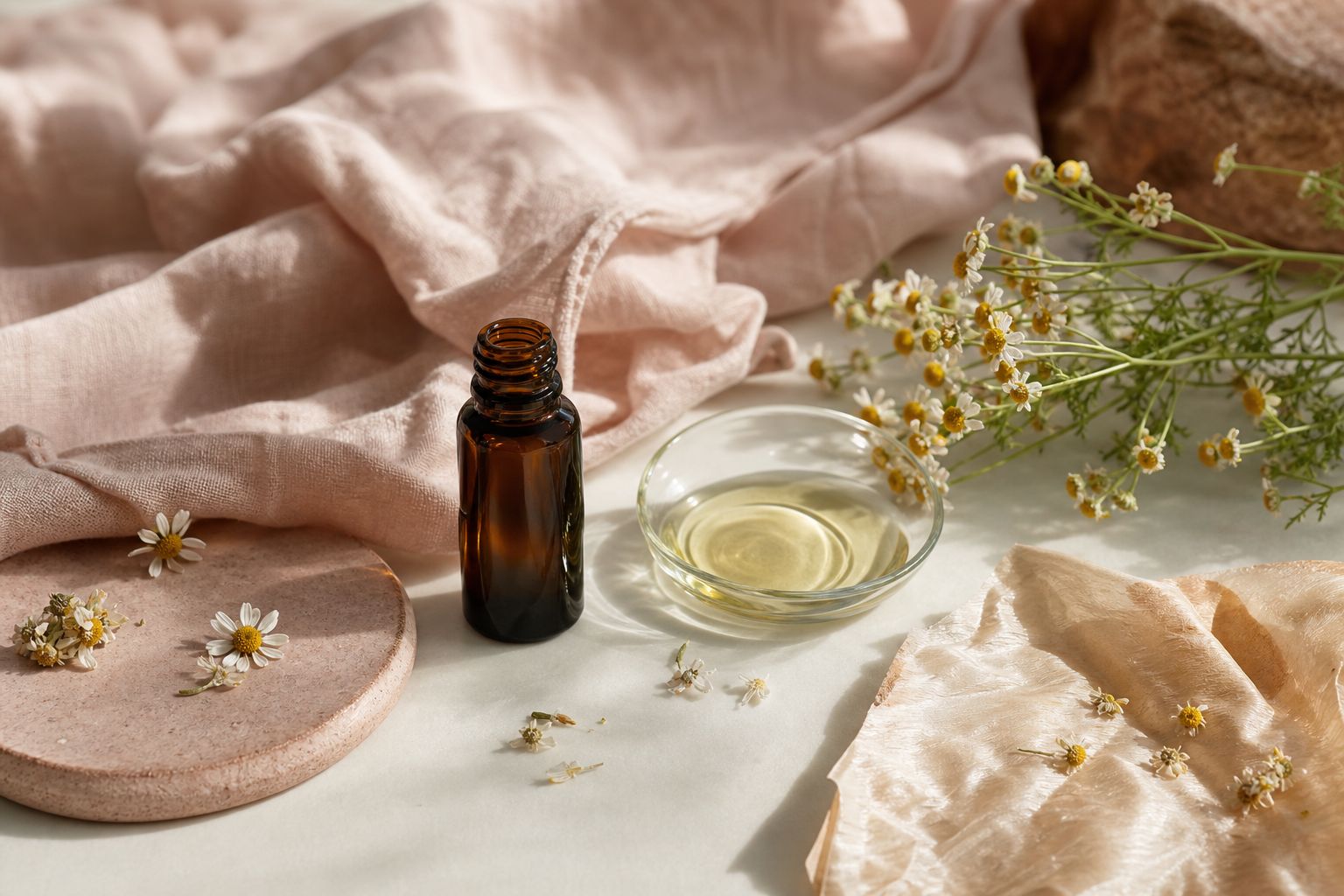 Huile essentielle de camomille romaine : usages et précautions