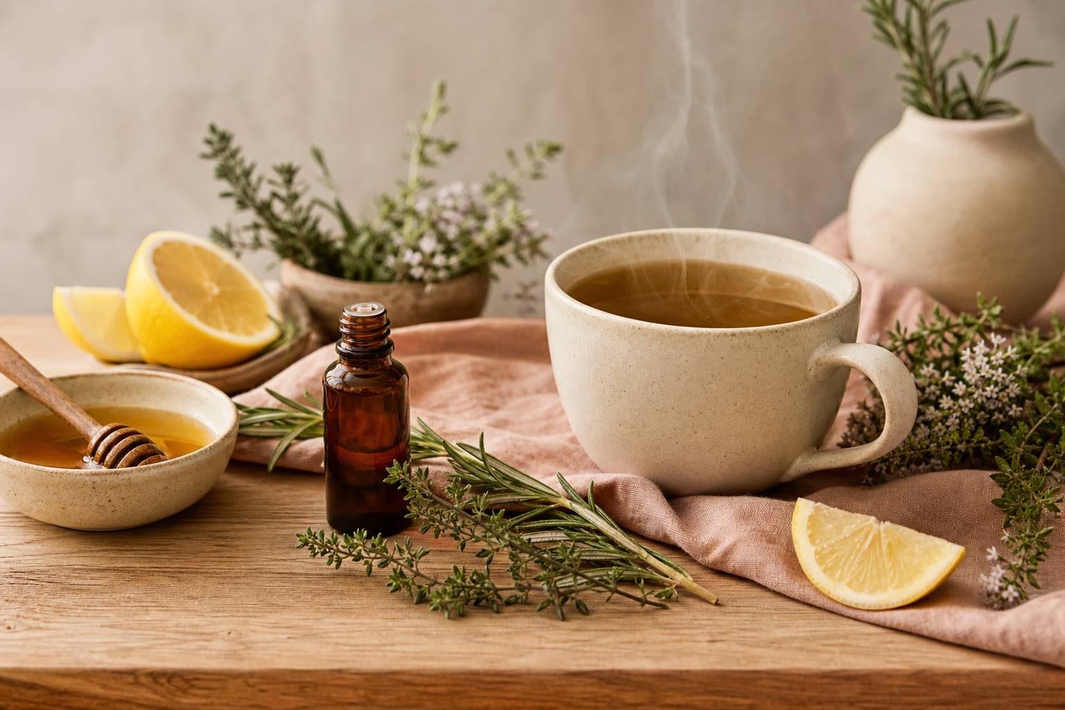 Tasse the fumante huile essentielle miel citron soin gorge f