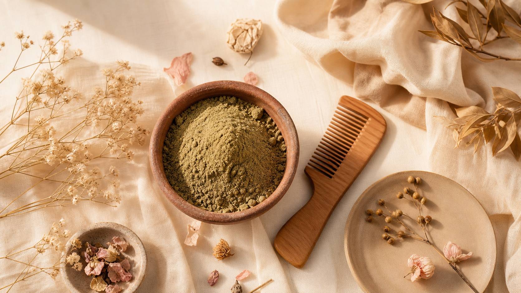 Poudre de sidr brosse a cheveux et bol argile pour soin capillaire naturel